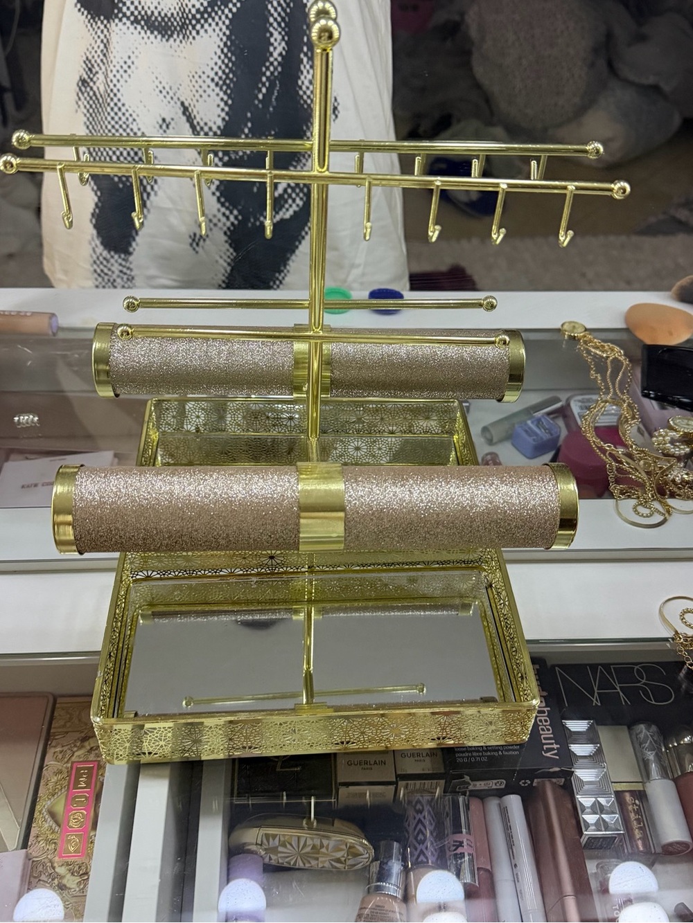 Gold and Rose Gold Jewelry Organizer Stand - Elegant Home Accents